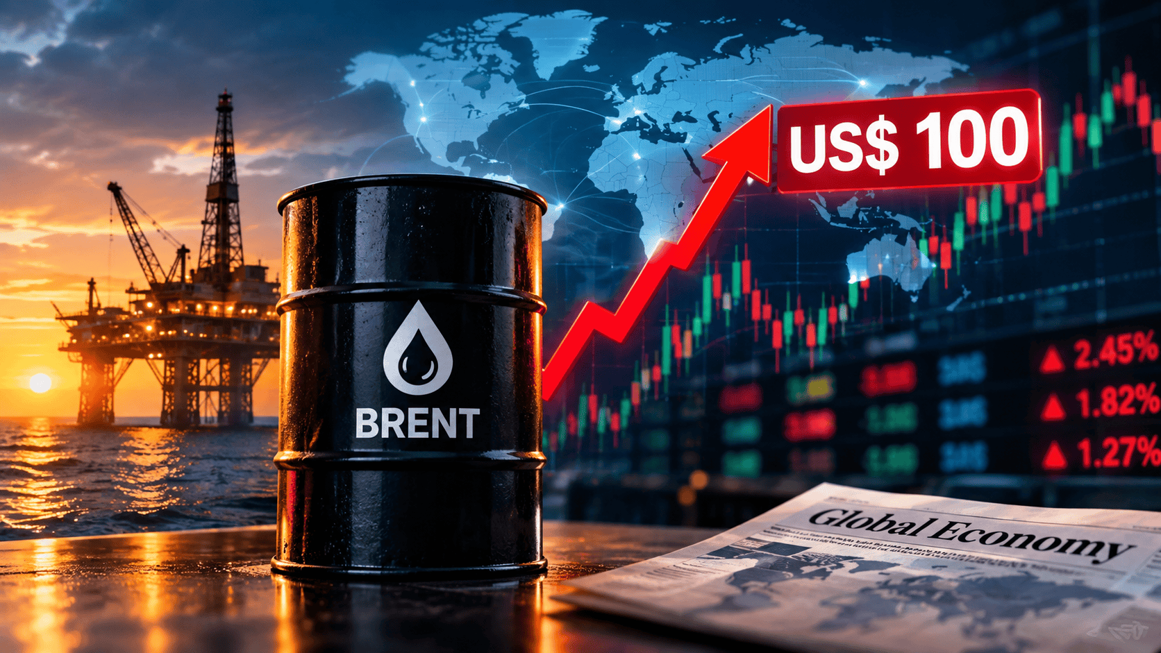 Brent Supera US$ 100 E Abre Novo Ciclo De Pressão Sobre A Economia Mundial